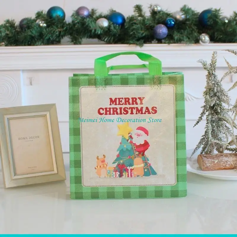 H7BF Merry Christmas Gift Bag with Handle Portable Storage Wedding Birthday Party