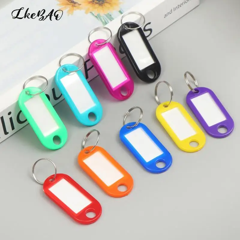 

30pcs Colorful Plastic Keychain Key Tags Label Numbered Name Baggage Tag ID Label Name Tags With Split Ring Random