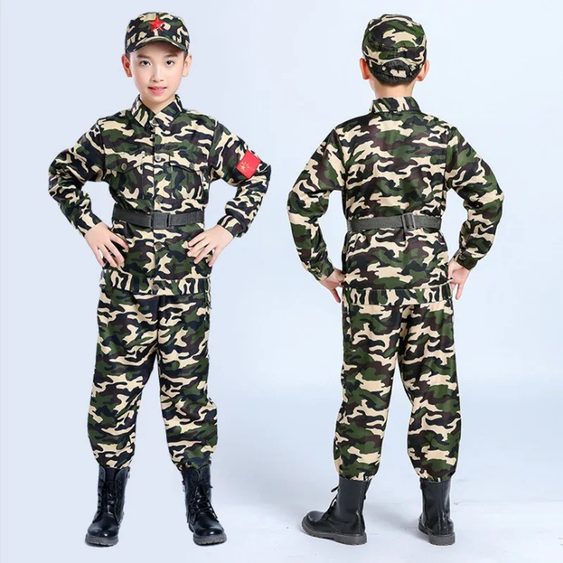 Dull-Uniforme Militaire pour la Journée des Enfants, Déguisement Camouflage, Costume d'Halloween pour Adulte, Enfant, Fille, Scout, Garçon, Soldat, Armée Trempé