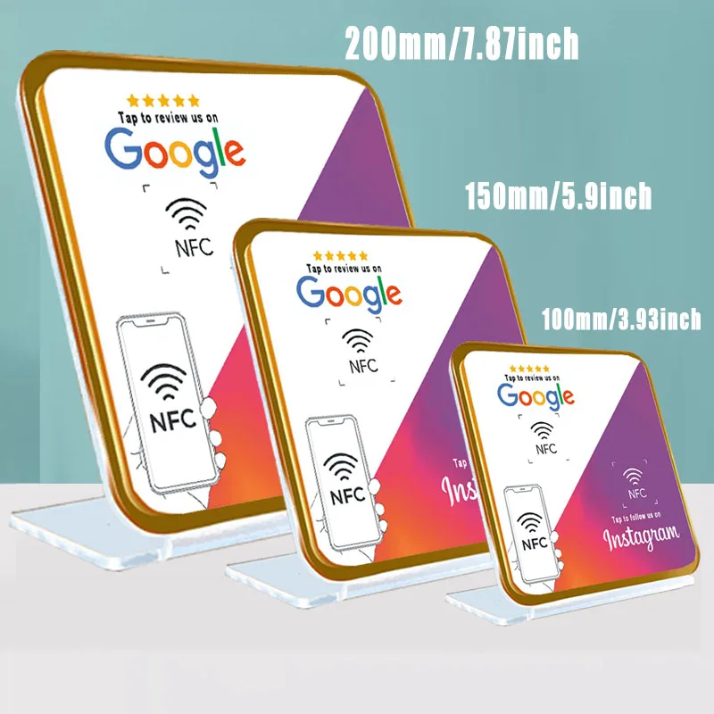 NFC Dual Chips Schnitts telle Acryl Stand Display für Google Instrument Facebook