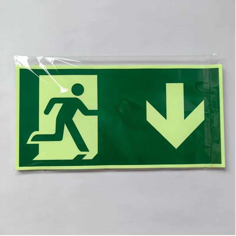 1pc 6*12 inch ISO7010 Luminous Safety Sign, Escape Direction & Emergency Exit Passage Indicator