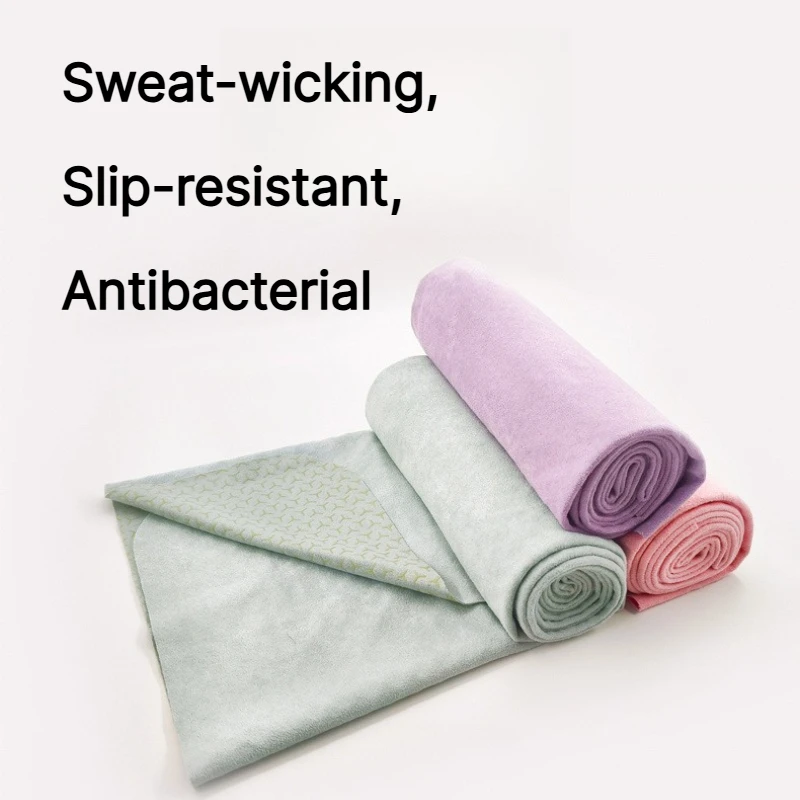 Custom Print Yoga Towel Non Slip Silicone Bottom Sweat Absorbent Antibacterial Yoga Mat Cover