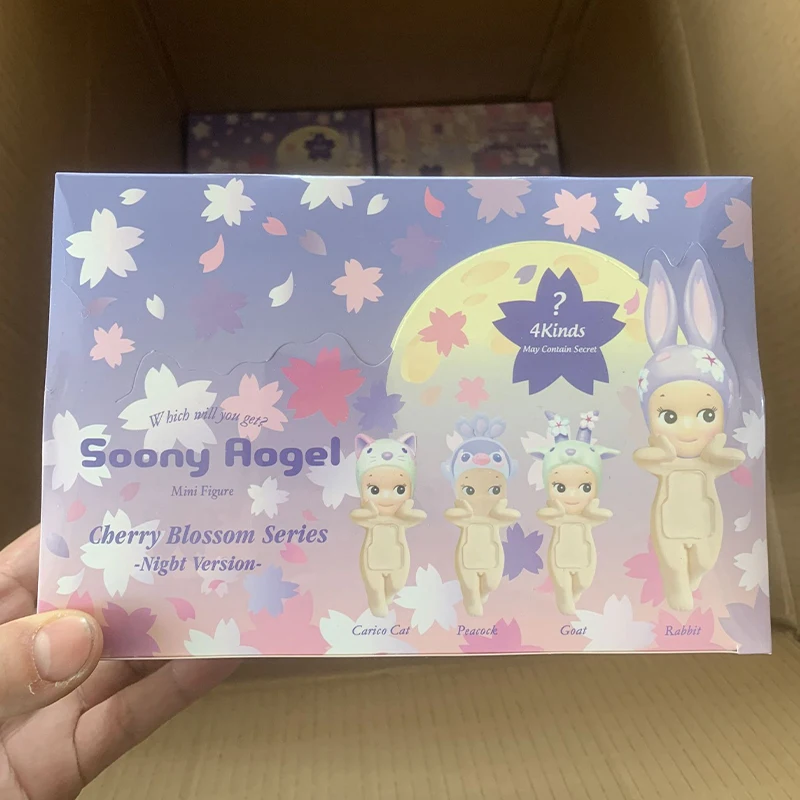 Sonny Angel Mini Figure Blind Box Night Purple Cherry Blossom Angel Series Kawaii Figure Decor Customized Toys Gift