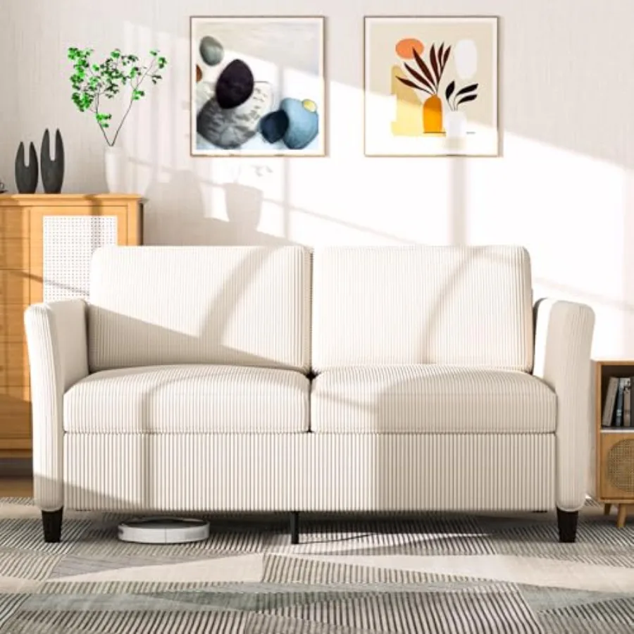 Sofá loveseat de veludo de 60,6 polegadas, moderno, confortável, com bolso lateral, sofá de 2 lugares, para sala de estar, quarto e espaços pequenos