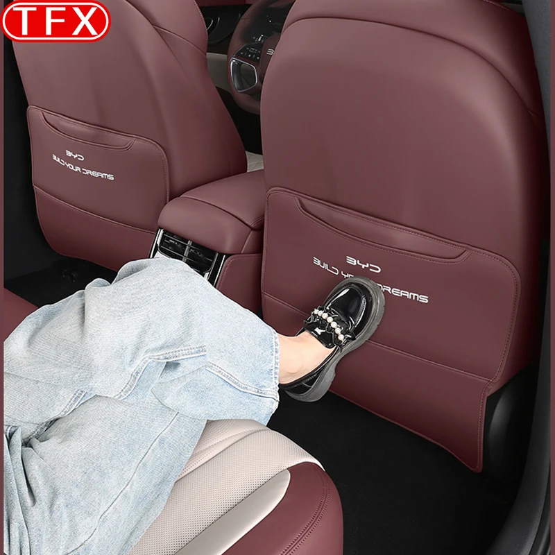 Per BYD Seal ATTO 4 2024 2023 Car Styling PU Leather Anti Kick Mat Pad Anti-kick Protector Mats Seat Back Protector accessori