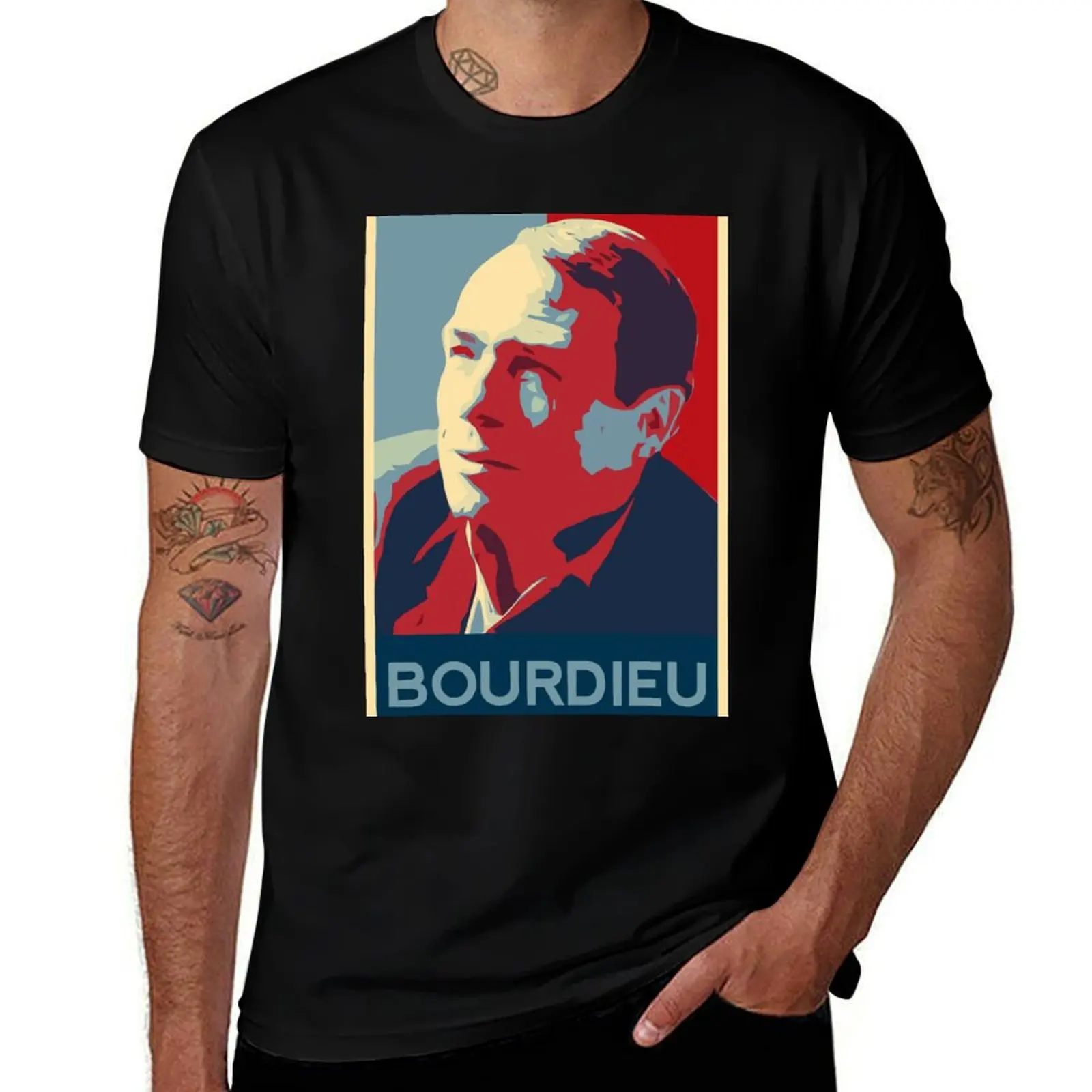 

Pierre Bourdieu poster T-Shirt Basic Casual Short Sleeve Cotton Shirt
