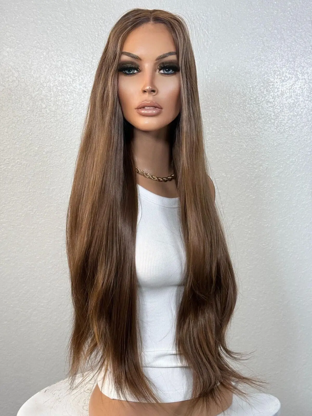 

Теплый коричневый мягкий золотистый парик тостной блондинки | Смесь | Длинный,элегантный жерест