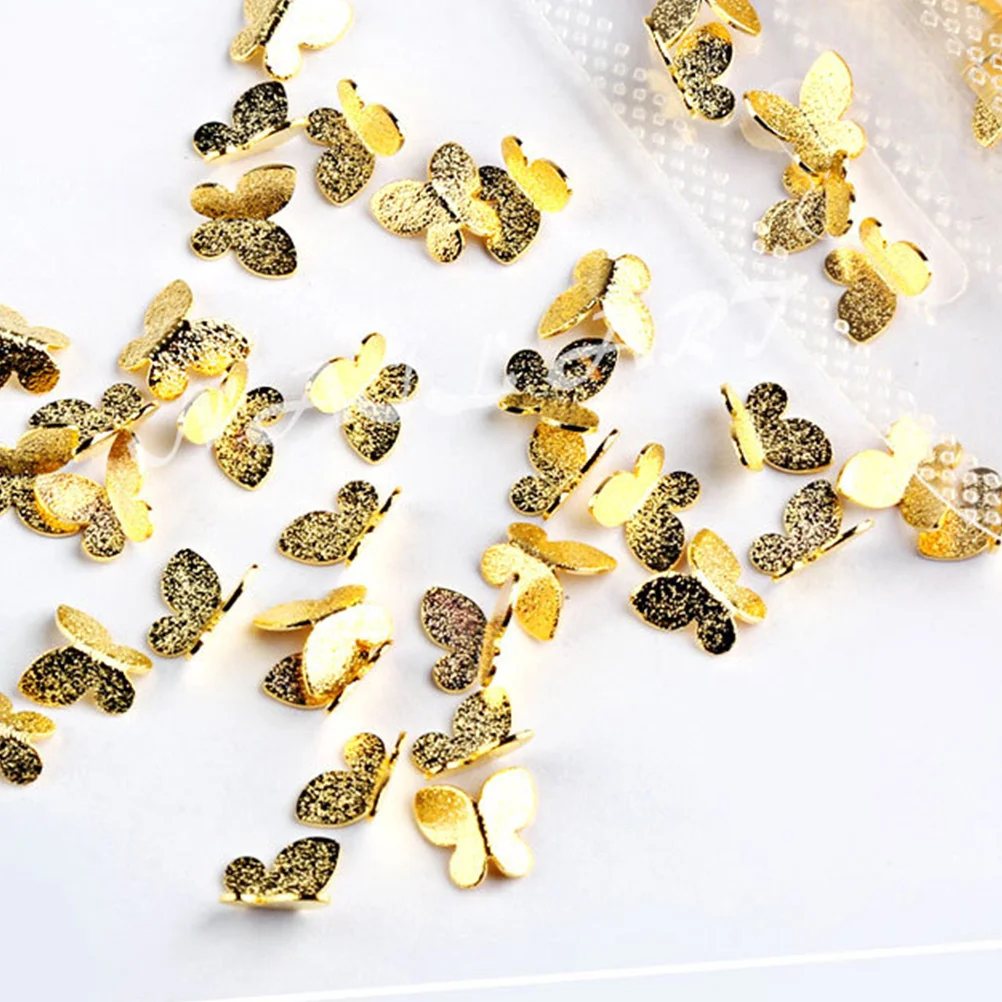 

100Pcs Metal Butterfly Nail Stickers Floral Nail Art Decals Creative Manicure Decorations DIY Phone Case Crafting Accessories