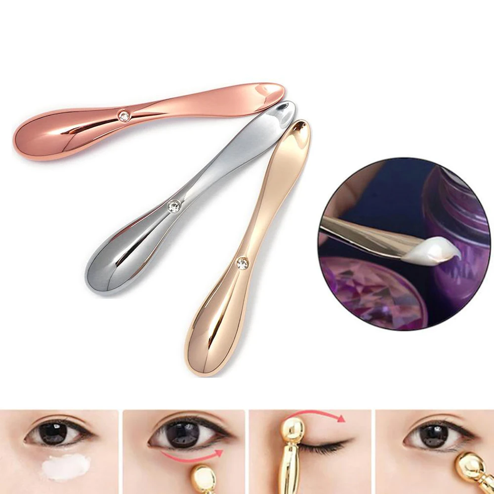 Eye Cream Applicator Cosmetic Spatulas Anti Wrinkle Eye Roller Massage Stick Facial Mask Spoon Gold Alloy Metal Skin Care Tools