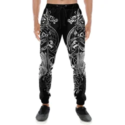 Calça de moletom Harajuku retrô 3DPrint, calça jogger casual, lobo, Fenrir Odin, nórdico, guerreiro, tatuagem de mitologia, X1