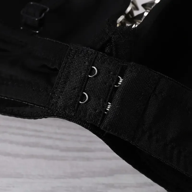 Sexy Women Push Up Bras Silver Gothic Bra Top Rivet Punk Lingerie Nightclub Party Hot Fashion Underwear Rave Bralette