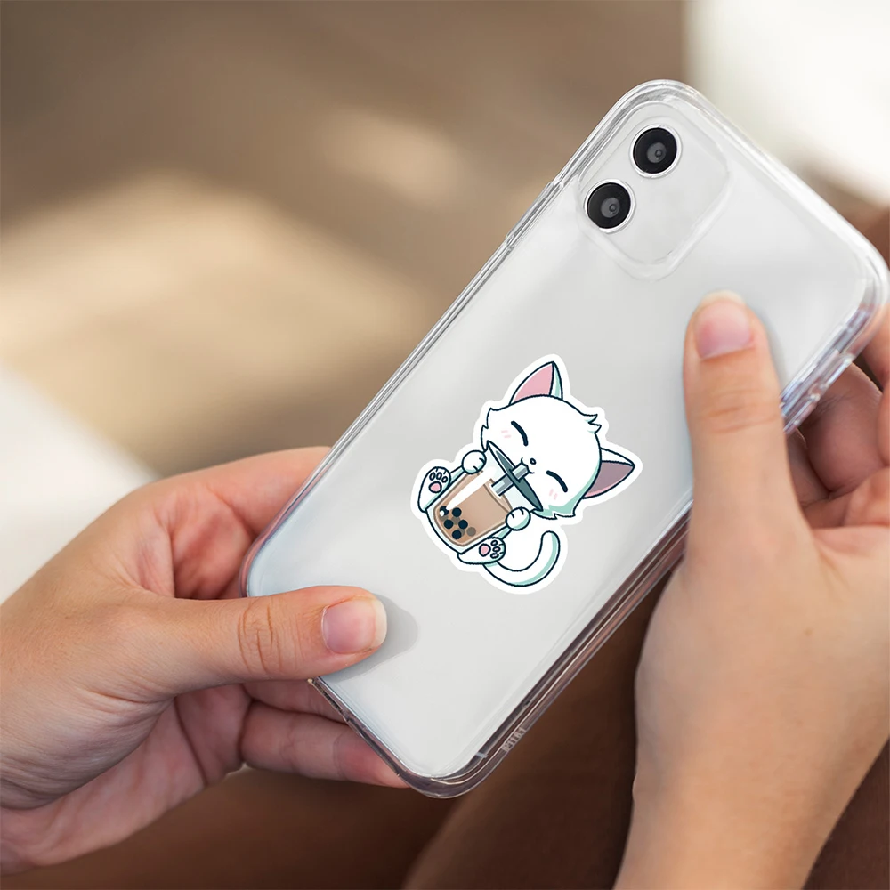 10/30/50pcs Kawaii Animal Pearl Milk Tea Stickers Cute Cartoon Kids Decals Toy DIY Fridge Scrapbook Phone Graffiti Sticker Decor