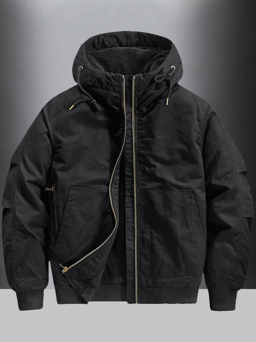 

Мужская тактическая куртка с капюшоном из овечьего флиса, утепленная, повседневная, свободного кроя, больших размеров, в стиле Мичиган, хлопковое пальто, рабочая одежда, городской стиль