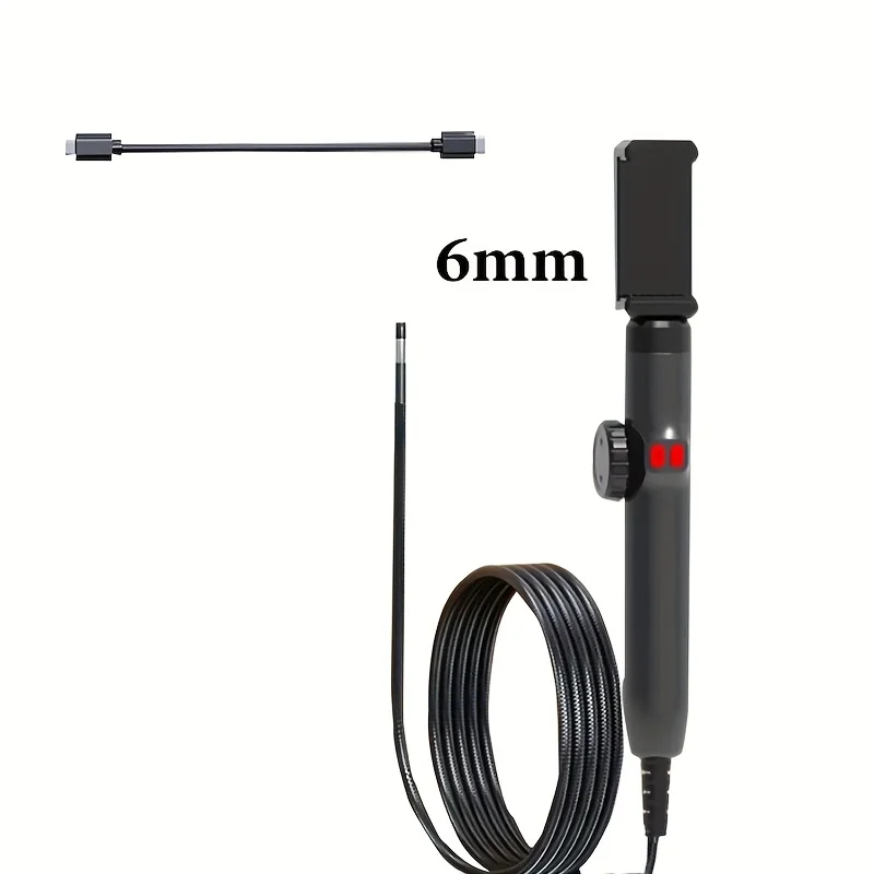 Two-Way 360° Articulating Borescope with 1080P HD Camera & Built-in Light - 6mm Flexible Endoscope for  Car Engine Inspection