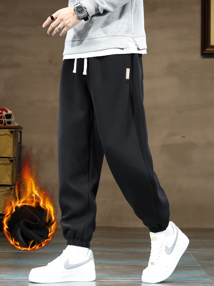 Winter Men's Jogger Fleece Sweatpants Big Size 8XL Sportswear Loose Black Joggers Thick Warm Baggy Pants Thermal Sweats Trousers