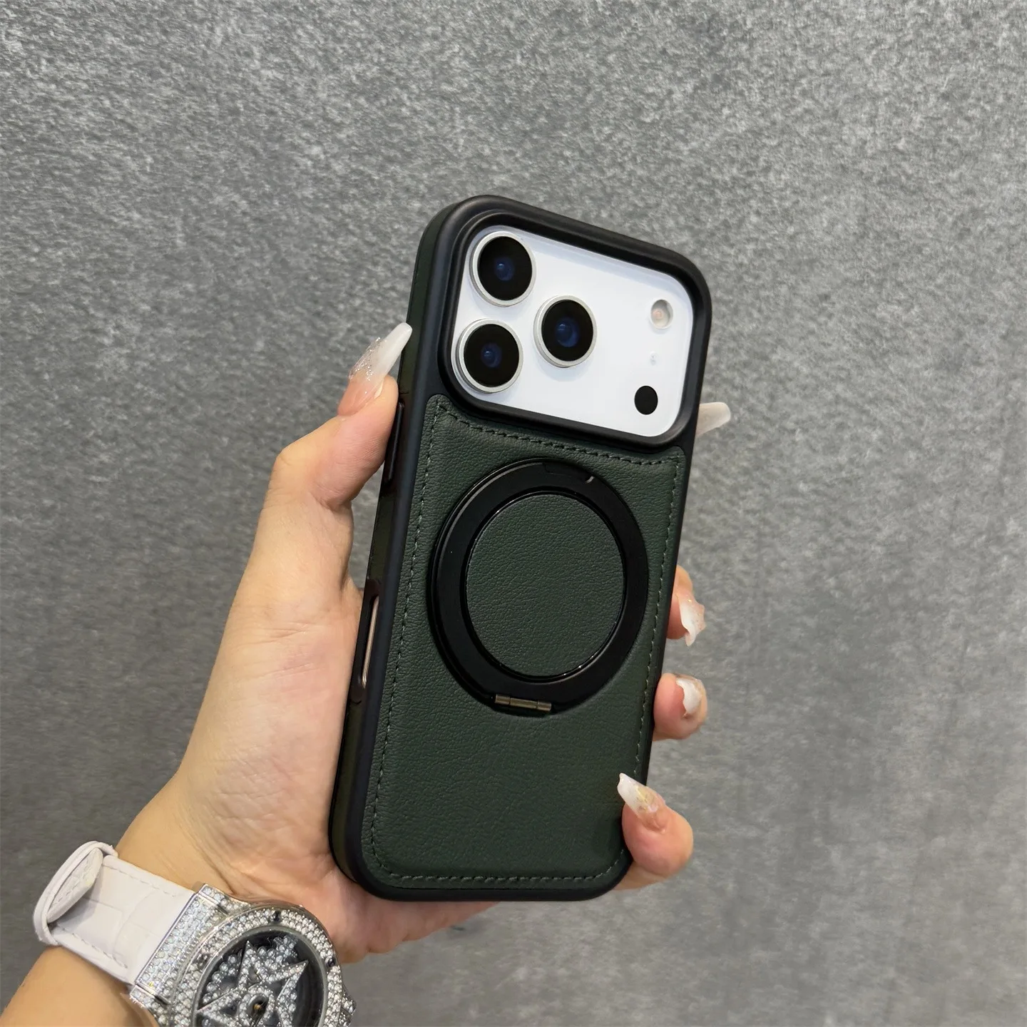 17 ProMax Wax PU Leather Magnetic Charging Phone Case For iPhone 14 15 16 Plus 17 Air 11 12 13 Pro Max 360° Rotating Stand Cover