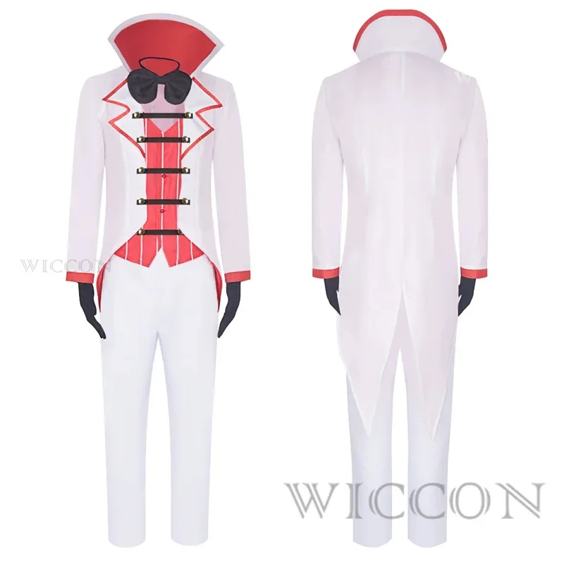 لوسيفر تأثيري هازبينيد الكرتون فندق معطف سترة ربطة القوس فيونكة زي ملابس الرجال الكبار هالوين كرنفال حفلة تمويه لعب الأدوار