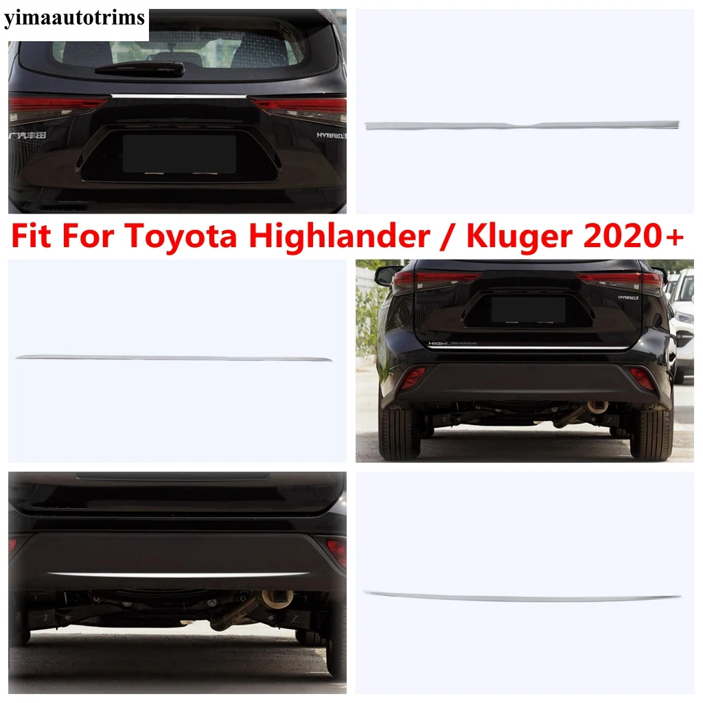 

Rear Trunk Tail Gate Bumper Strip Decoration Cover Trim For Toyota Highlander / Kluger 2020 - 2024 Stainless Steel Accessories