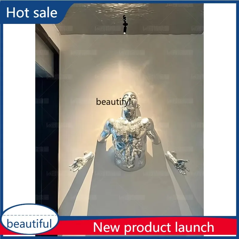 a17 Creative Wall Hanging Muscle Man Large Ornament Figure Sculpture Bar Club Restaurant Store Decoration