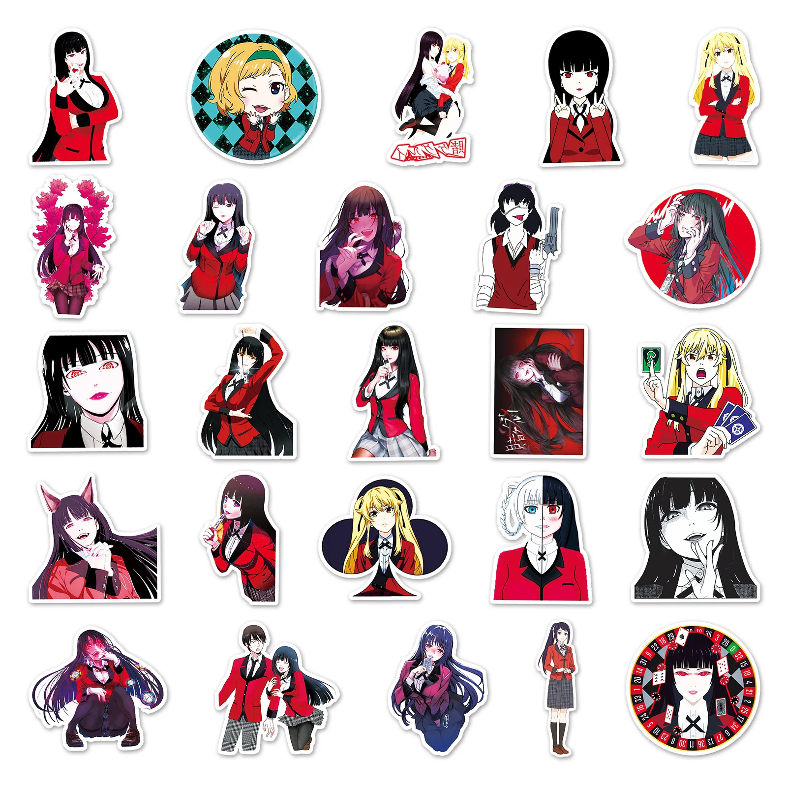 50pcs Japanese Anime Kakegurui Jabami Yumeko Series Graffiti Stickers Suitable for Wall Room Decoration DIY Sticker Pack