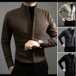 Woolen Warm Men's Long Sleeved Shirt New High-end Light Luxury Slim Fit Versatile Handsome Shirt