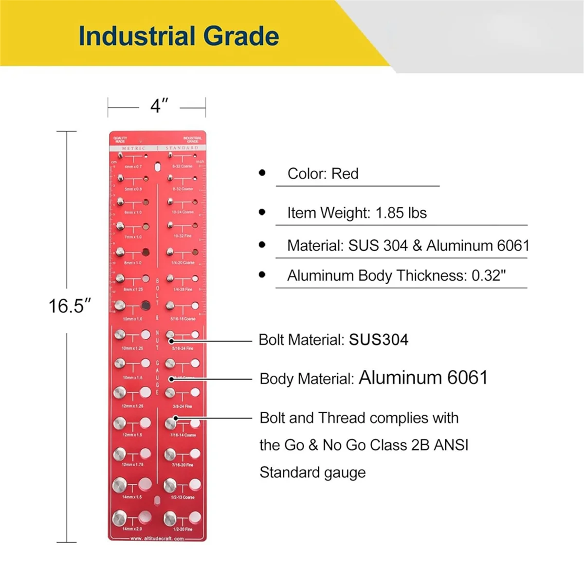 

B45C Thread Checker, Nut and Bolt Thread Checker, Bolt Size and Thread Gauge, Bolt and Nut Identifier Gauge, Bolt Gauge