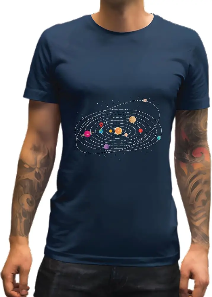 Solar System Gift for Kids 9 Planets Orbits Stars Educational Astronomy Toy  High Quality 100%Cotton Short Sleeve