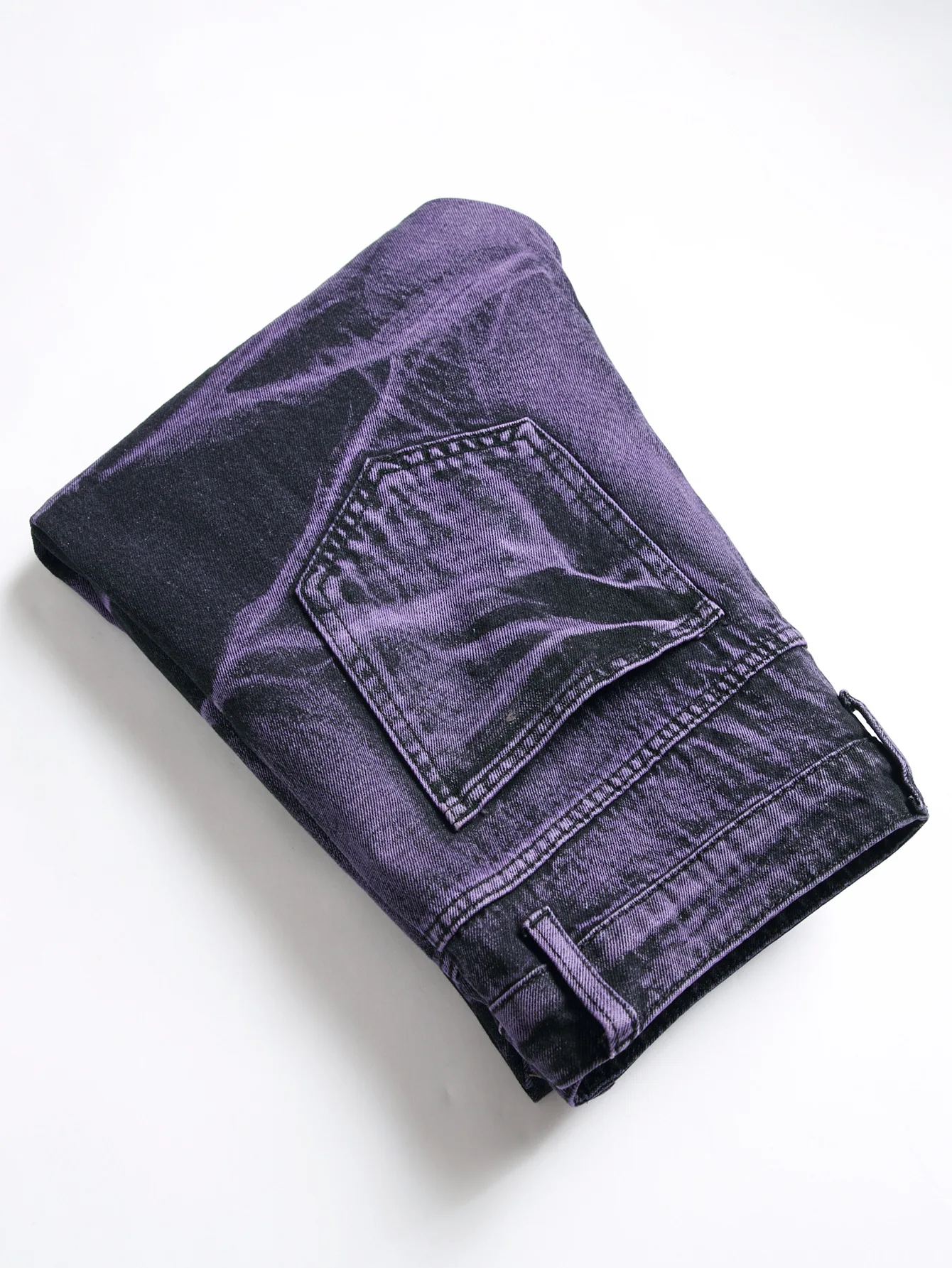 Pantalones vaqueros rasgados para hombre, Jeans rectos personalizados, color morado y negro, informales, a la moda, para las cuatro estaciones