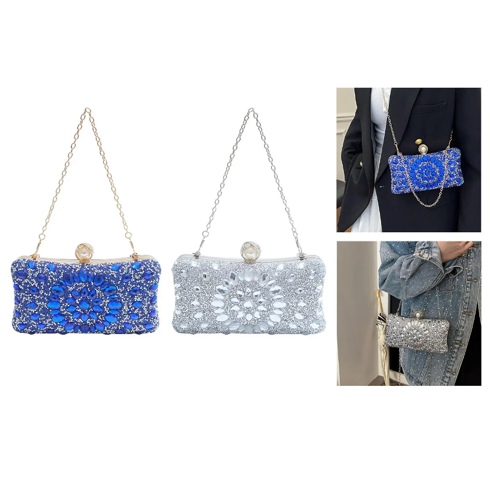 

Rhinestones Clutch Purse Lightweight Wedding Handbag for Prom Engagement Banquet
