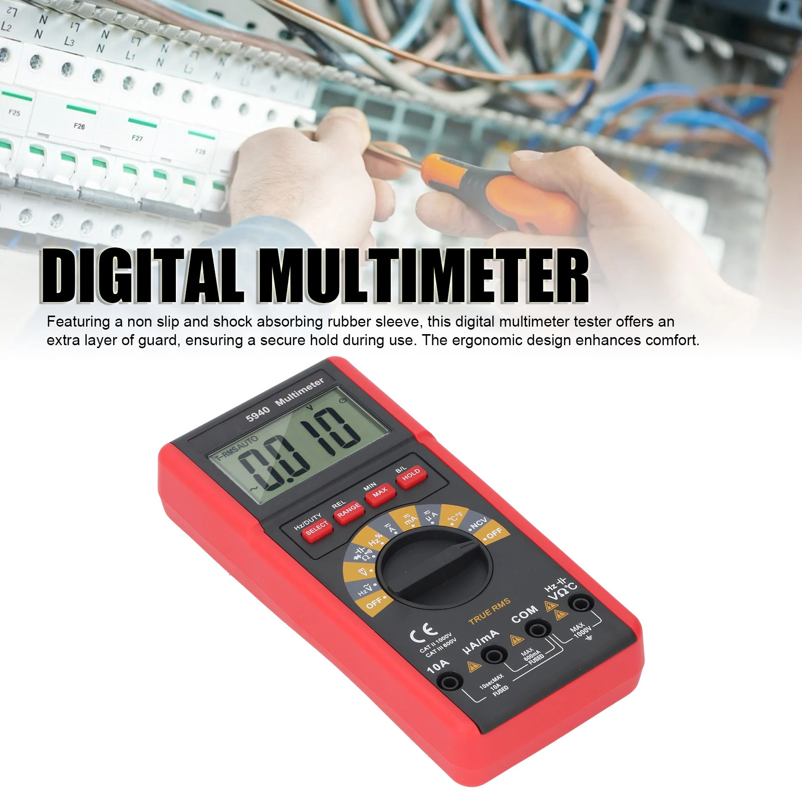 

Digital Multimeter Telescoping Bracket Design Multifunctional Voltage Current Resistor Capacitance Meter for Vehicle Inspectio