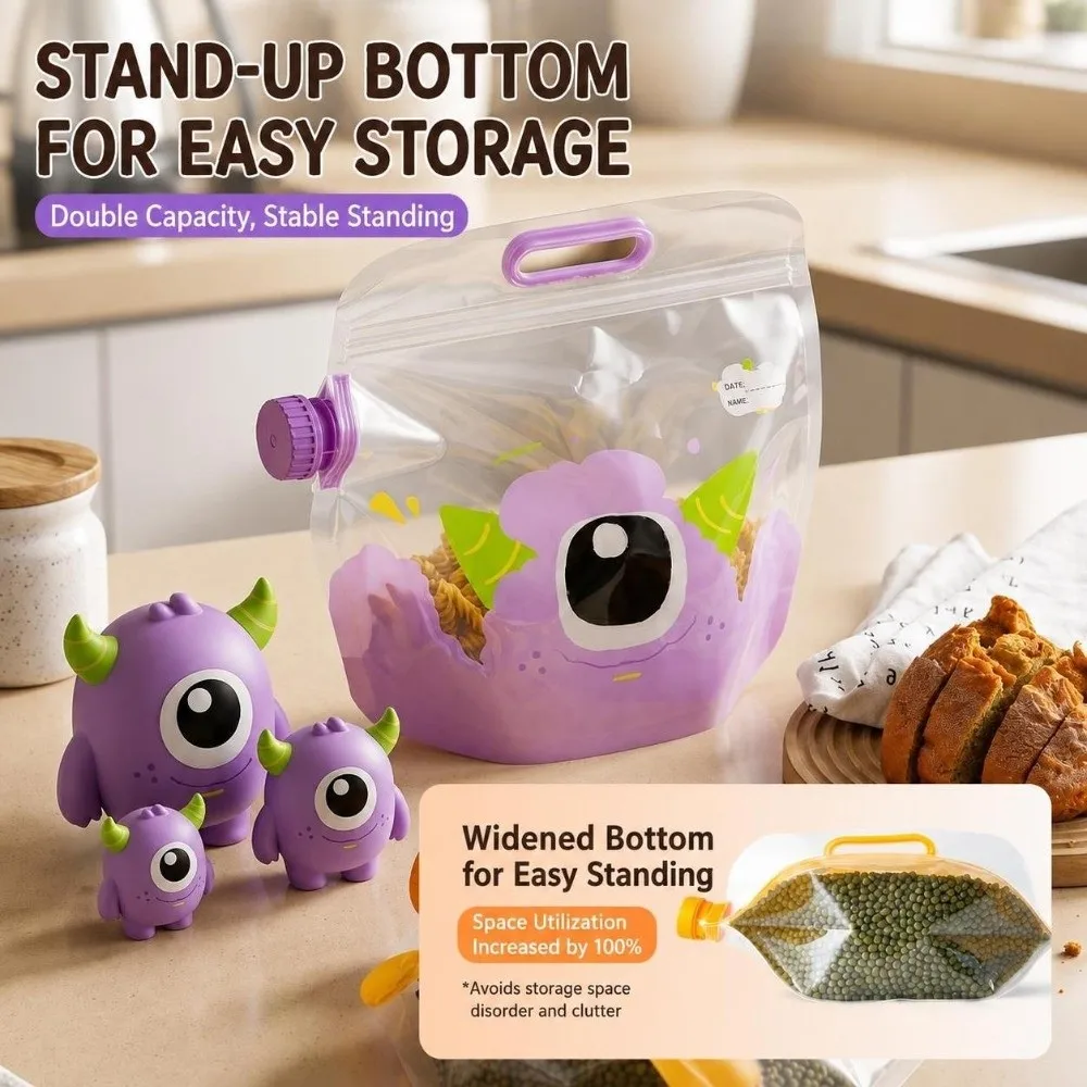 Food Grade Grain Storage Bag Sealed Moisture Proof Food Storage Bag Transparent Insect Proof Cereal Storage Organizer Kitchen