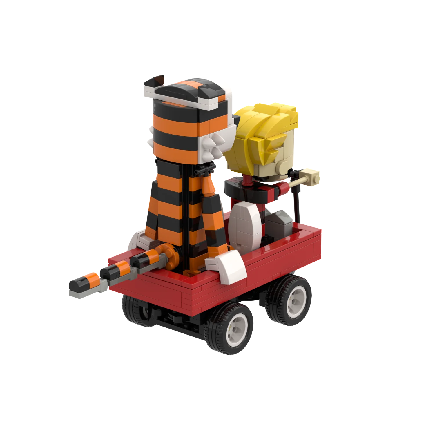 Set di blocchi di avventura per ragazzo e tigre, modello di caratteri di fumetti vintage, regalo per ragazzi, ragazze, adulti, ruota di animali