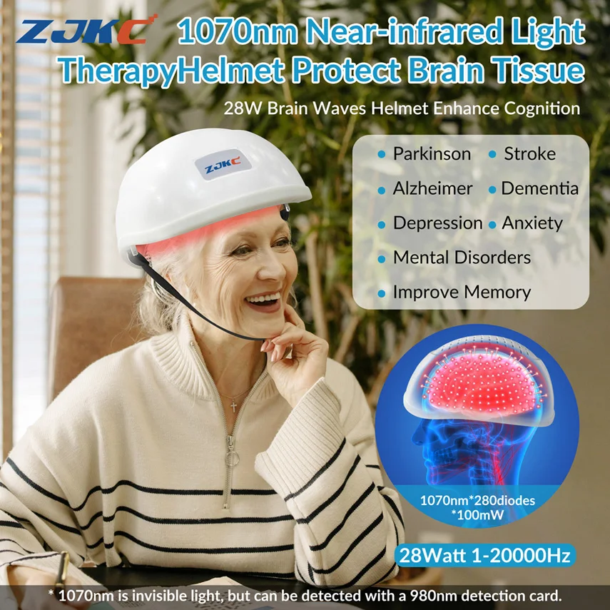 

ZJKC 1070 нм терапия для Parkinsons движение Альцгеймера светодиодный шлем красный ближний инфракрасный фототерапия PBM фотобиомодуляция