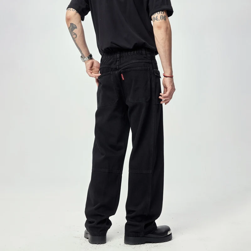 Korean Style Fashionable Black Jeans Men's Street Fashion Loose Straight Handsome Hip Hop Casual Cool High-End Wide-Leg Trousers