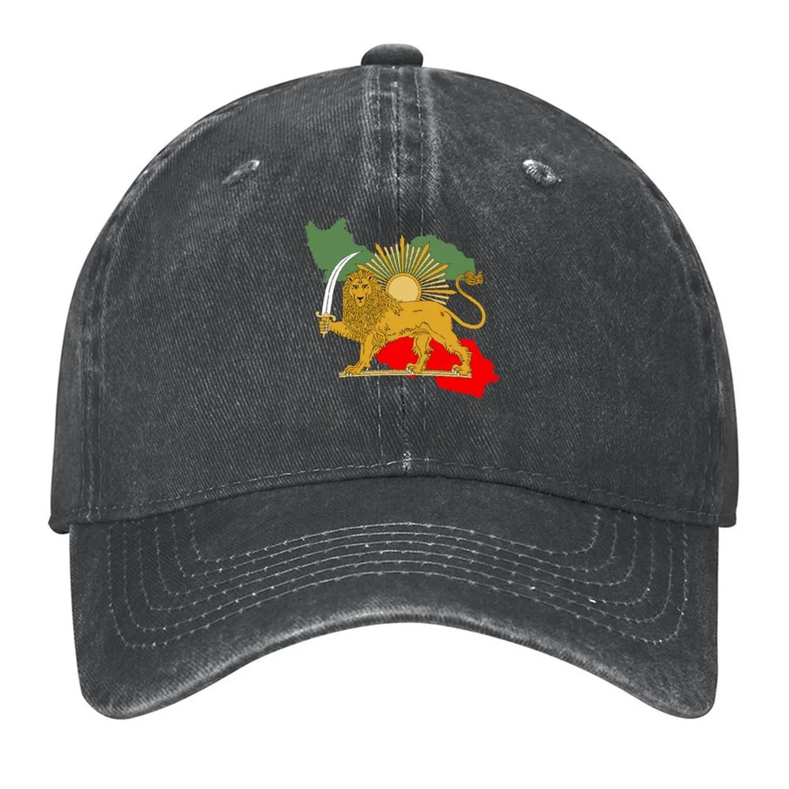 

2026 Iran, Persia, Map & Flag - Lion And Sun Iconic Sign For The Persian Baseball Cap Funny Hat Sun Cap Sunhat Women Men's