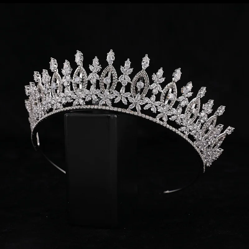 

Luxury Wedding Crowns Tiaras For Bride AAA Cubic Zirconia Bridal Crown Diadem Headbands Prom Party Queen Hair Jewelry Headdress