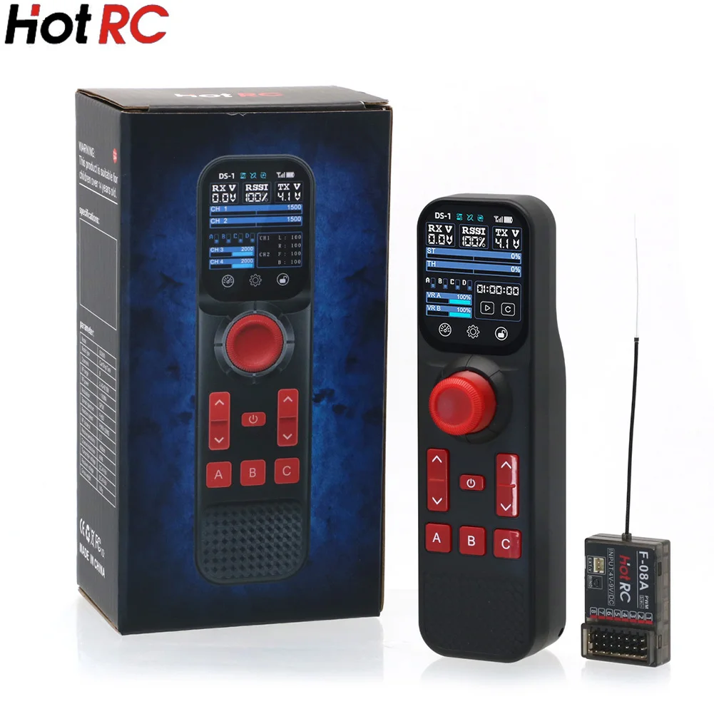 

Hotrc DS-800 2.4Ghz 8CH FHSS Remote Controller F-08A F08A Receiver Color Screen For RC Model Car/Trawler/Fishing Boat Lawn mower
