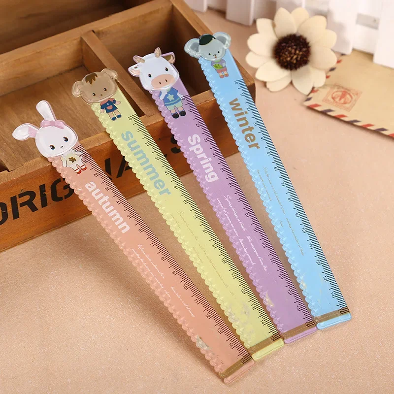 5 Pcs Cute Cartoon Animal Plastic Ruler Kids Student School Stationery Gift School Supplies Planner Accessories Student Prize