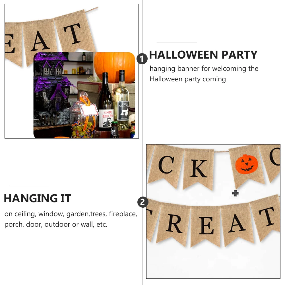 

Halloween Banner Letter Patterned Cloth Bunting Festive Party Decoration Hanging Garland Trick Or Treat Atmosphere