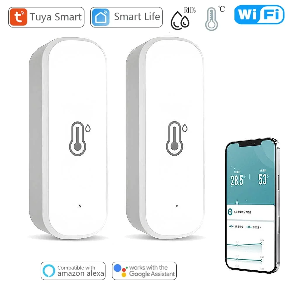 Tuya WiFi Temperature Humidity Sensor Control Home No Hub Required Battery Powered Work with Alexa Google Home Tuya Sensor