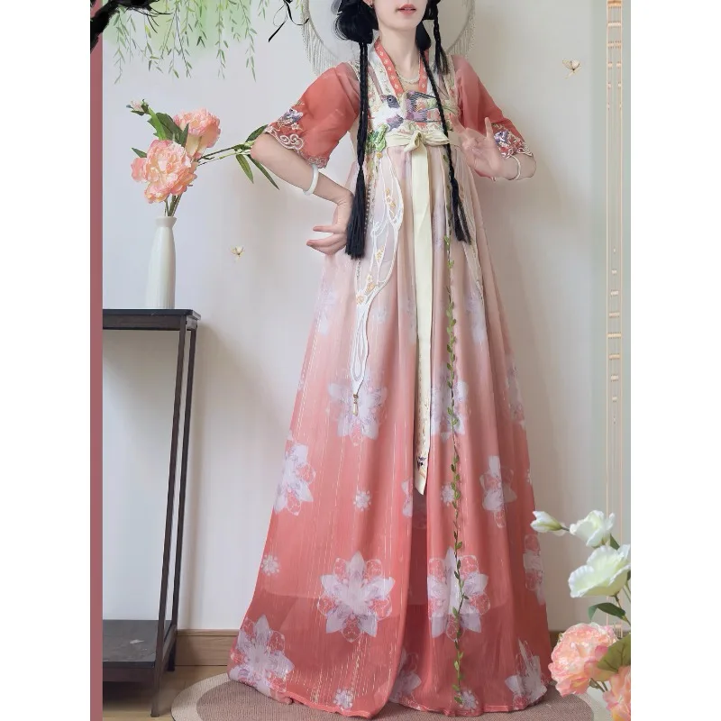 Improved Tang Dynasty embroidered chest-length skirt Han element daily summer suit