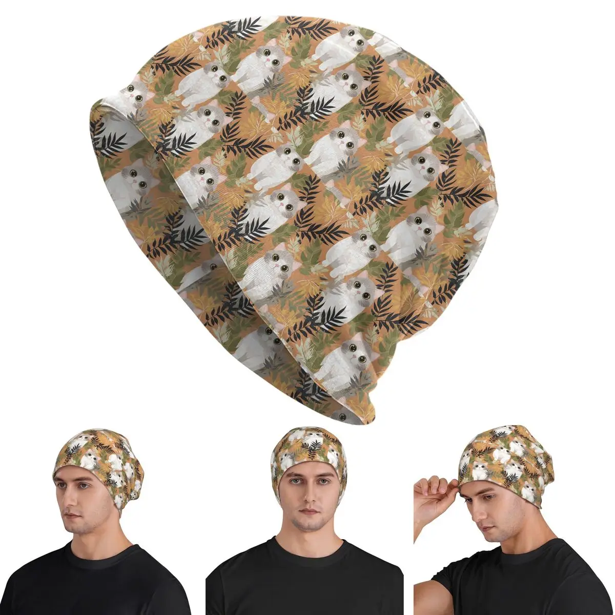 

Серые шапки с рыжими и сиамскими котятами, шапки Skullies, теплая осенне-зимняя уличная шапка, вязаные шапки с капюшоном для взрослых унисекс
