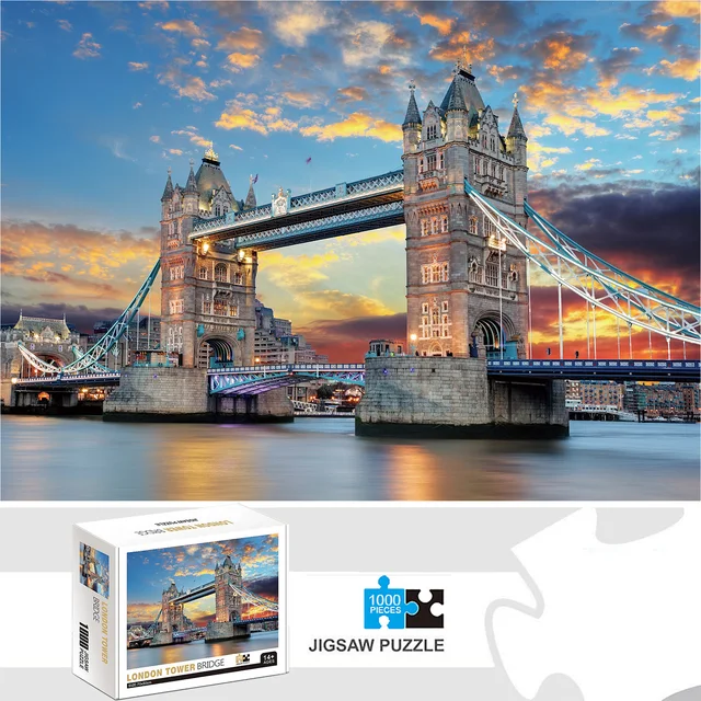 1000 sztuk puzzle London Bridge, dorosłe nastolatki zabawki dla dzieci prezent edukacyjna intelektualna dekompresja zabawna gra rodzinna
