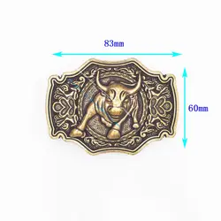 Antique Brass Plated Mens Western Cowboy Cowgirl Belt Buckle Heavy Animal Bull Rodeo Leathercraft Metal Belt Buckle 40mm