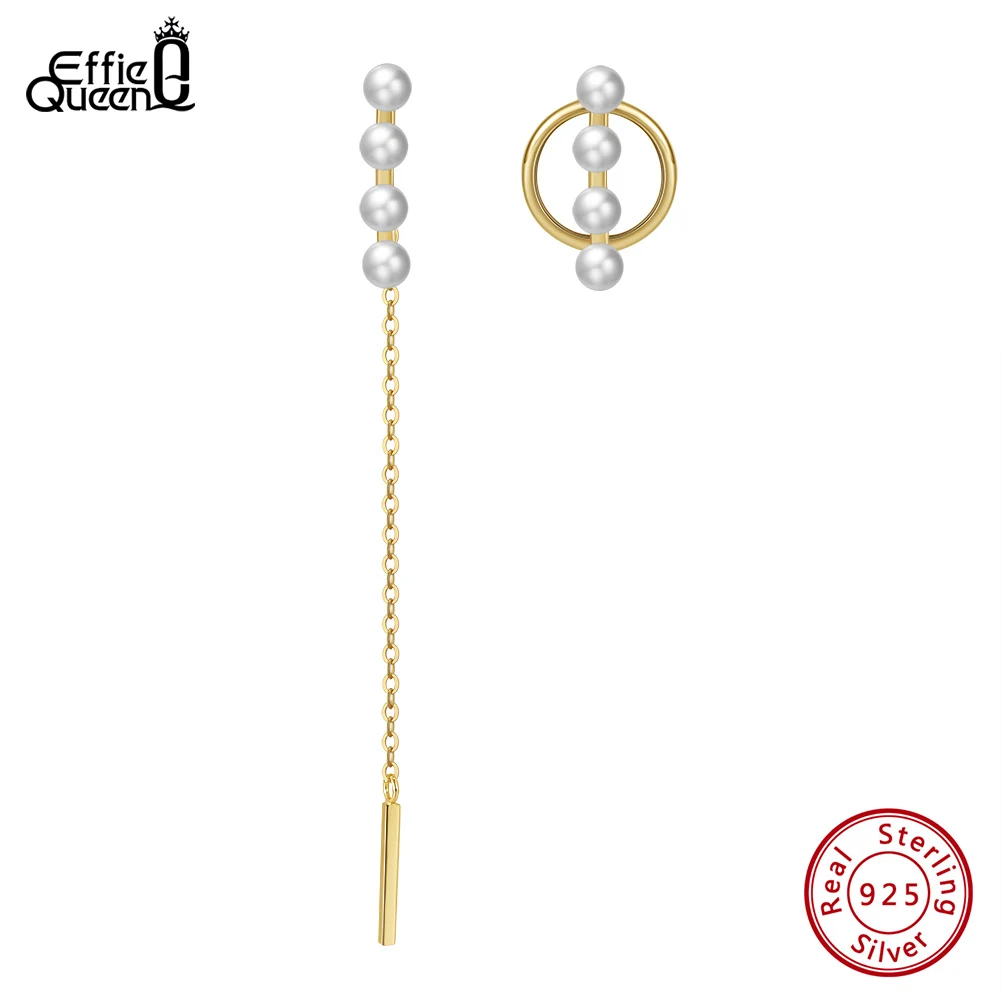 

Effie Queen Unique 14K Gold Natural Pearl Earrings for Women 925 Sterling Silver Fashion Tassel Drop Earrings Jewelry Gift GPE47