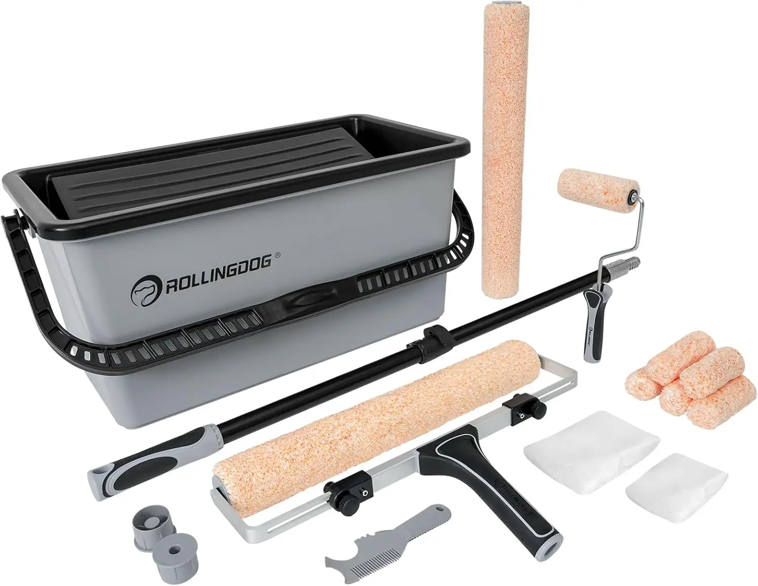 

Набор для покраски: 18-дюймовый валик с удлинительной ручкой 2-3,2 фута, ведро, микрофибровые чехлы (2 шт.), 4-дюймовые накладки