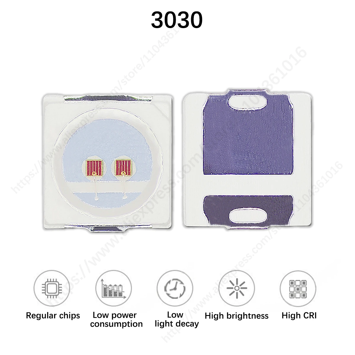 Diode LED haute luminosité pour bricolage, perles LED SMD, multi-documents, rouge, bleu, blanc, jaune, vert, orange, violet, 1W, 3030