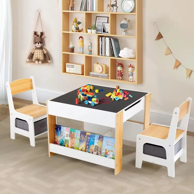 Wooden children's toy table Learning games Baby kindergarten table Wooden table and chairs Children's set