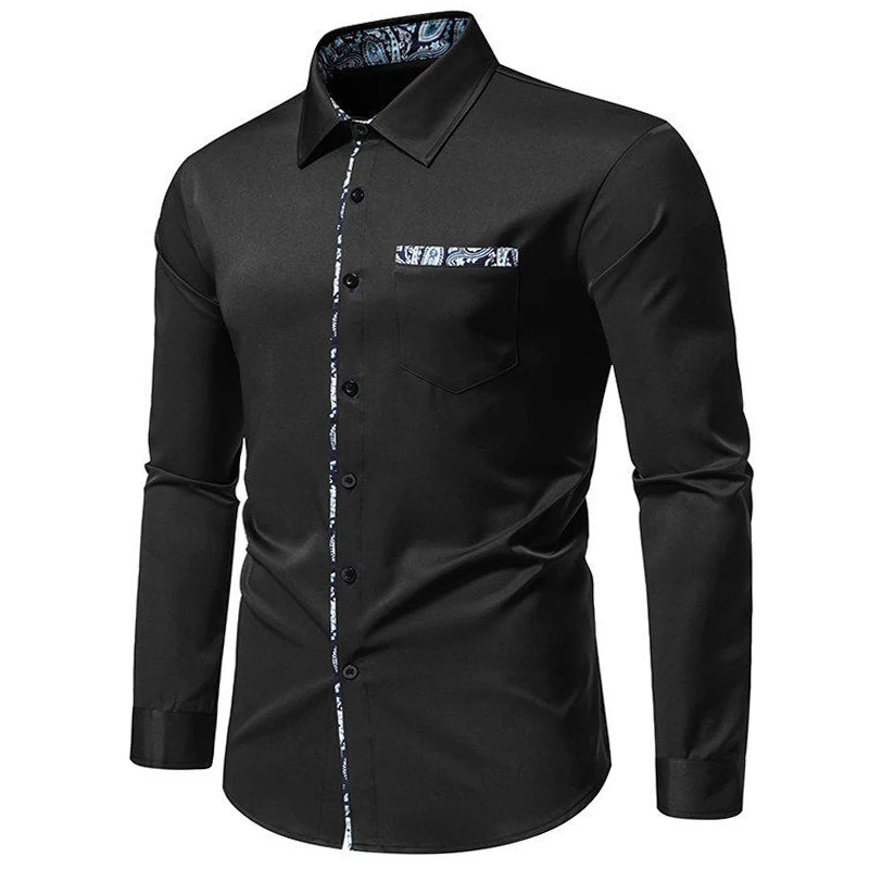 

Лоскутные классические рубашки с цветочным принтом для мужчин Vinatge 2025 с длинным рукавом, деловая деловая рубашка, мужские топы, дизайнерская сорочка, топ