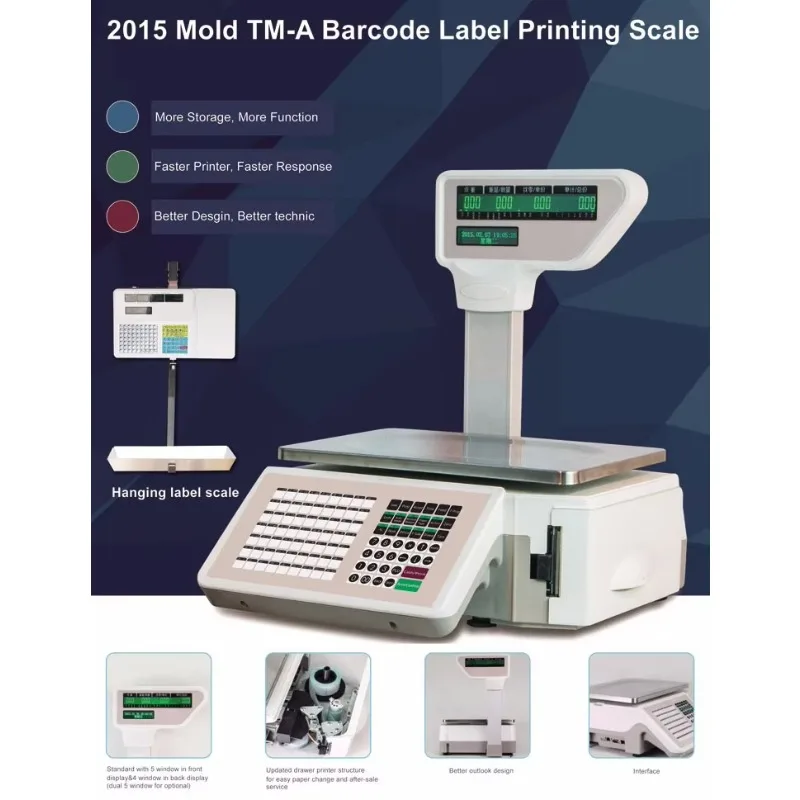 Supermarket POS Scale Cash Register Usb Pos Scale 2015 TM Ticket Printing Scale 30kg 15kg